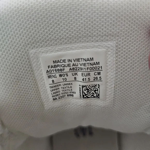 Converse All*Star White and Red High-Top Sneakers New w/o Tag- Men 8-Woman 10 - Picture 5 of 5